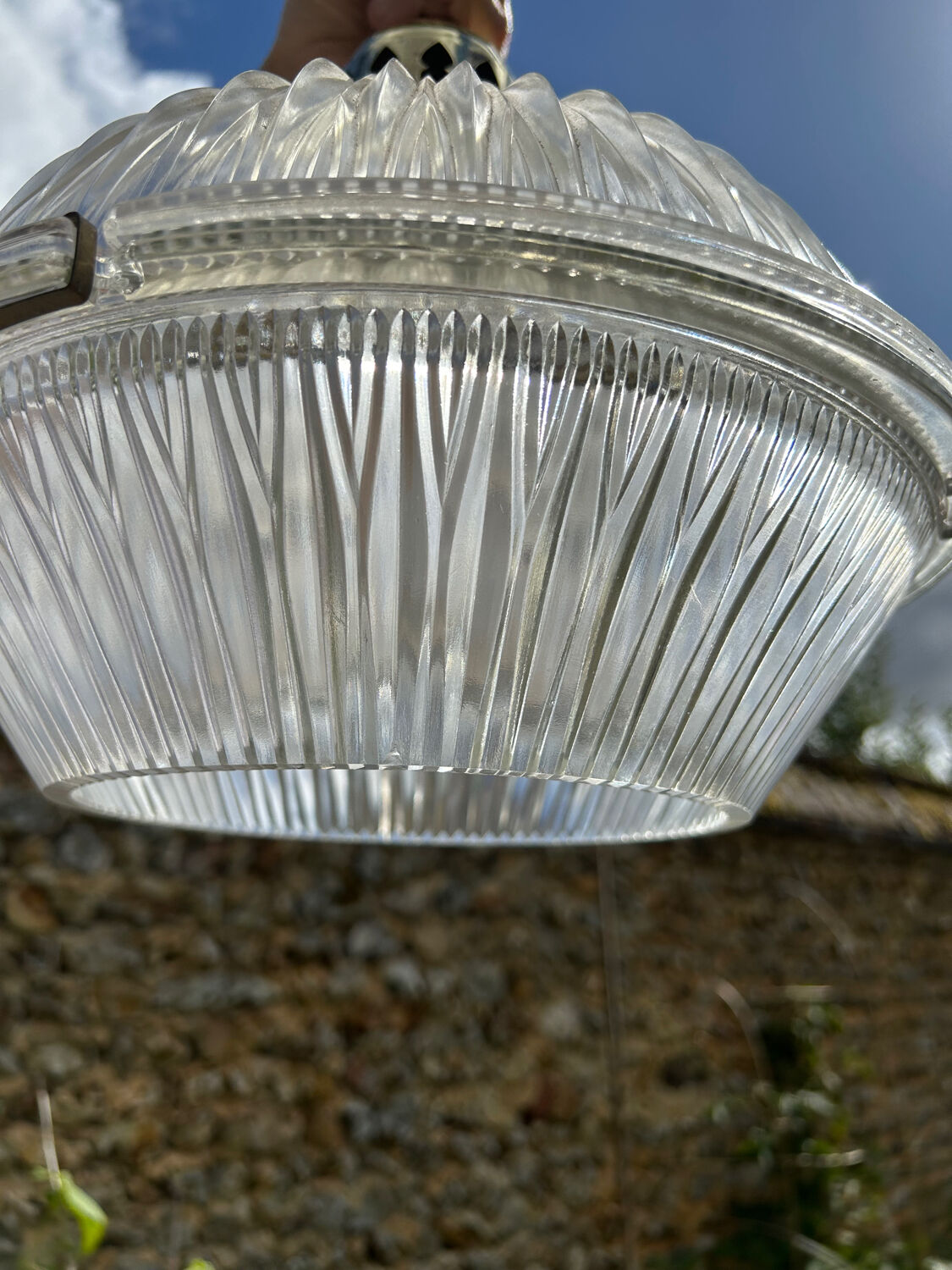 1930s prismatic glass pendant light