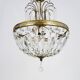 Chandelier, crown ceiling light in brass, 3 levels, 1 light, water drop pendants. 70s