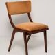 Mid-Century Modern Bumerang Chair, Brown Beige Velvet, Poland, 1960s