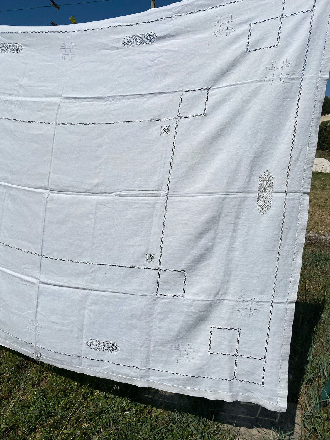 Embroidered linen tablecloth