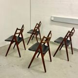 4x Teak Dining Chairs Hans J. Wegner CH29 Sawbuck