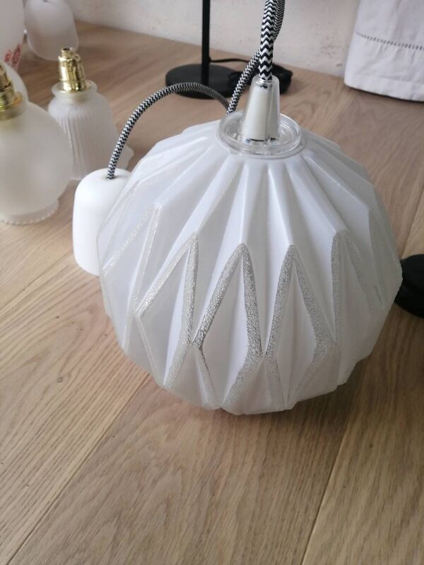 Suspension globe origami vintage en verre