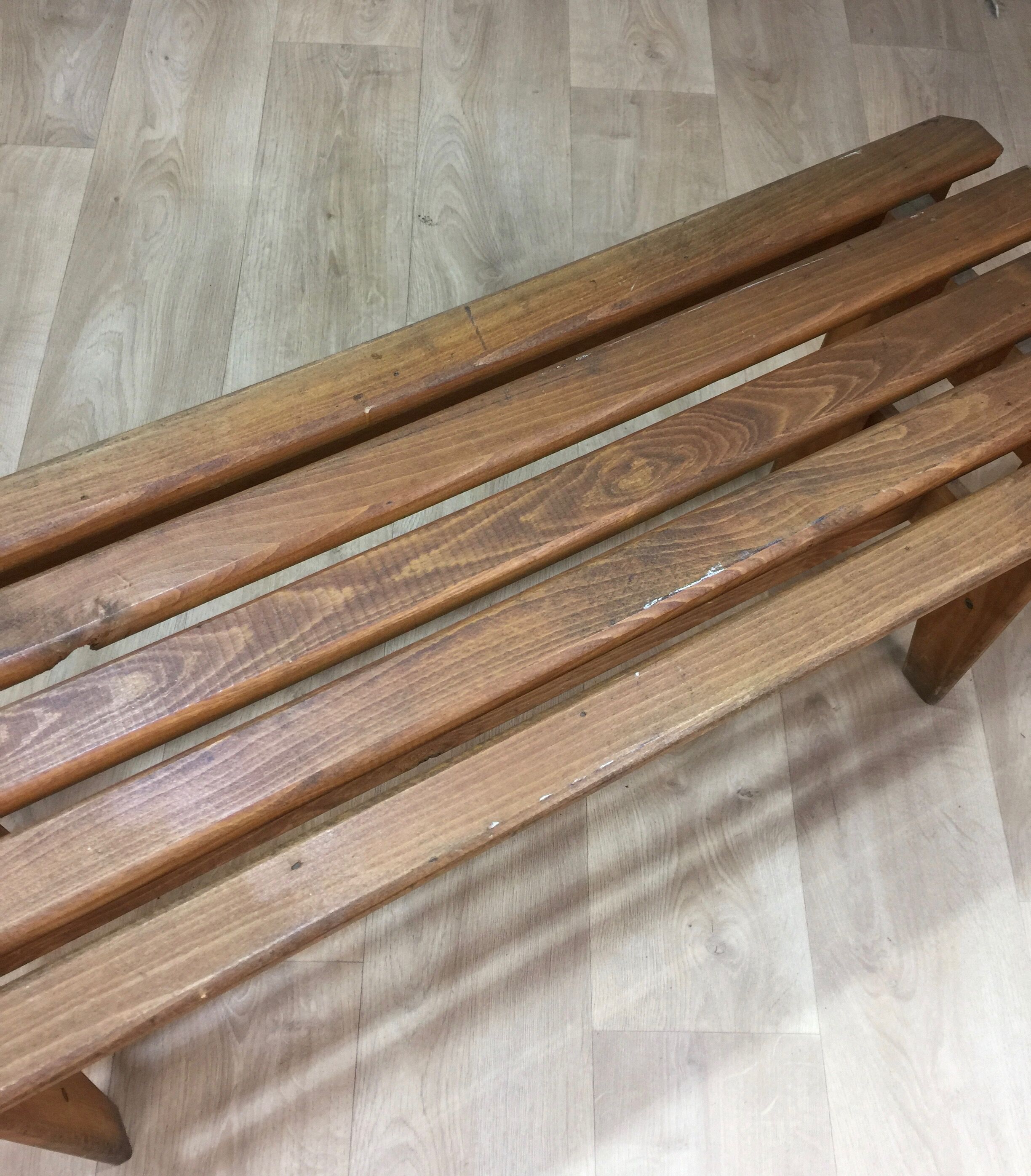 Slatted oak bench