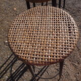 3 vintage stools iron and caning