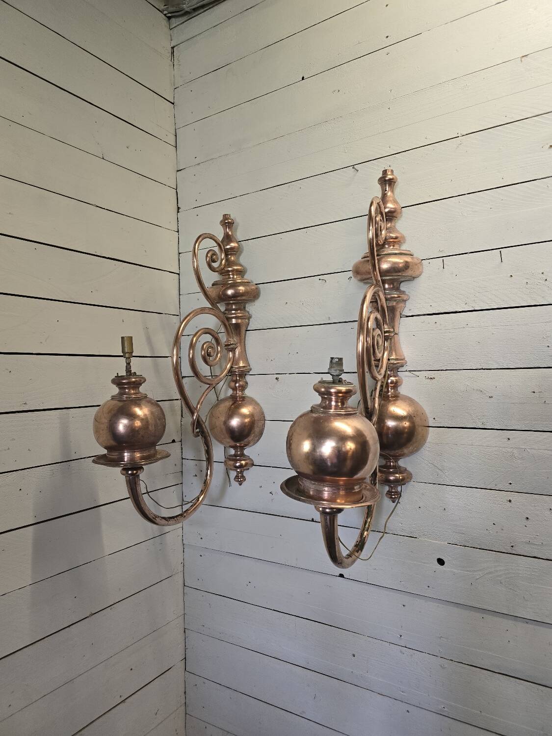 19th century copper wall lights (large models)