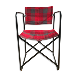 Fauteuil pliant métal et tissu années 1960