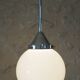 Art Deco suspension globe in white opaline with an aluminium stem.