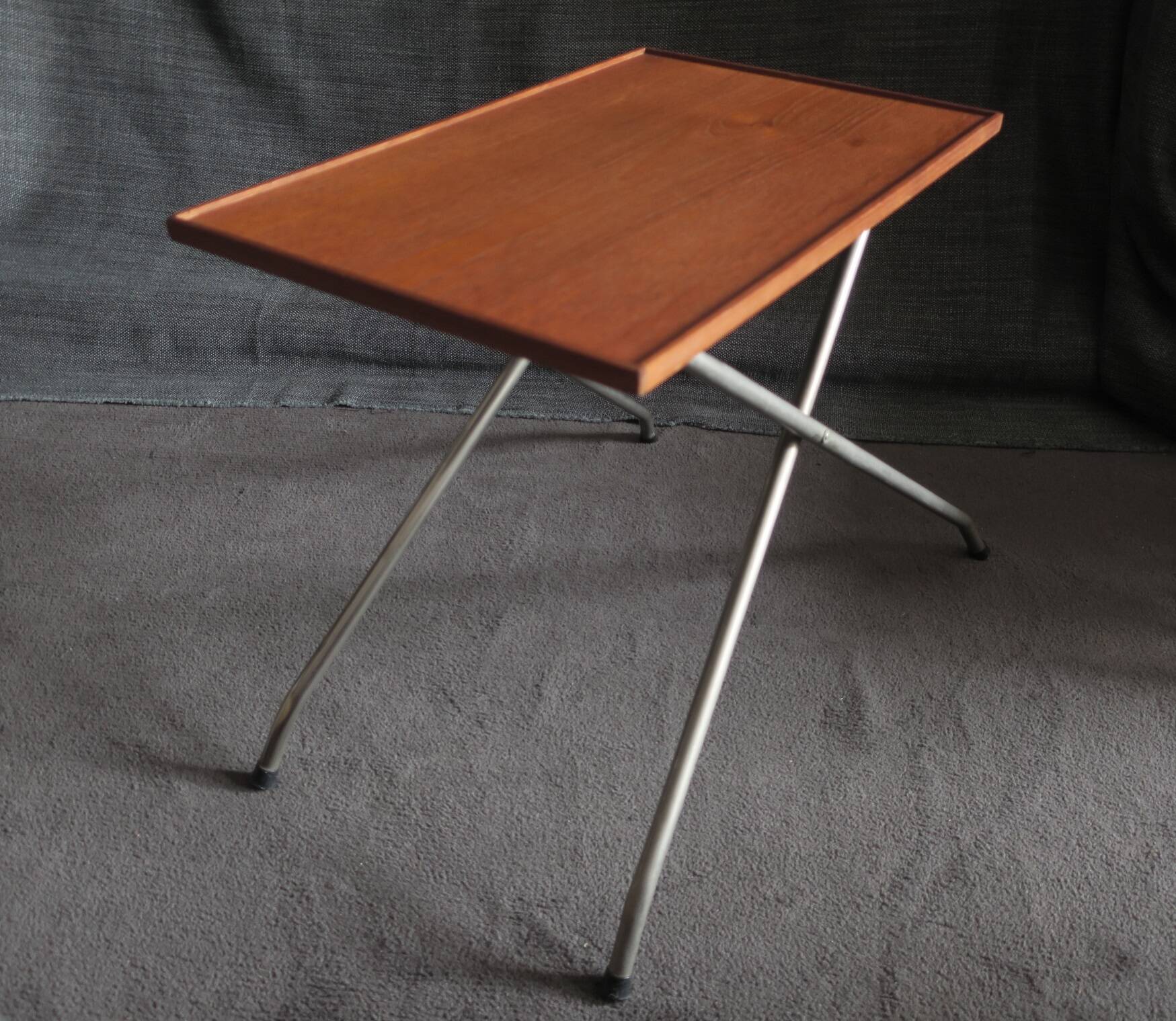 Danish teak and aluminium adjustable wine or side table, 1960s