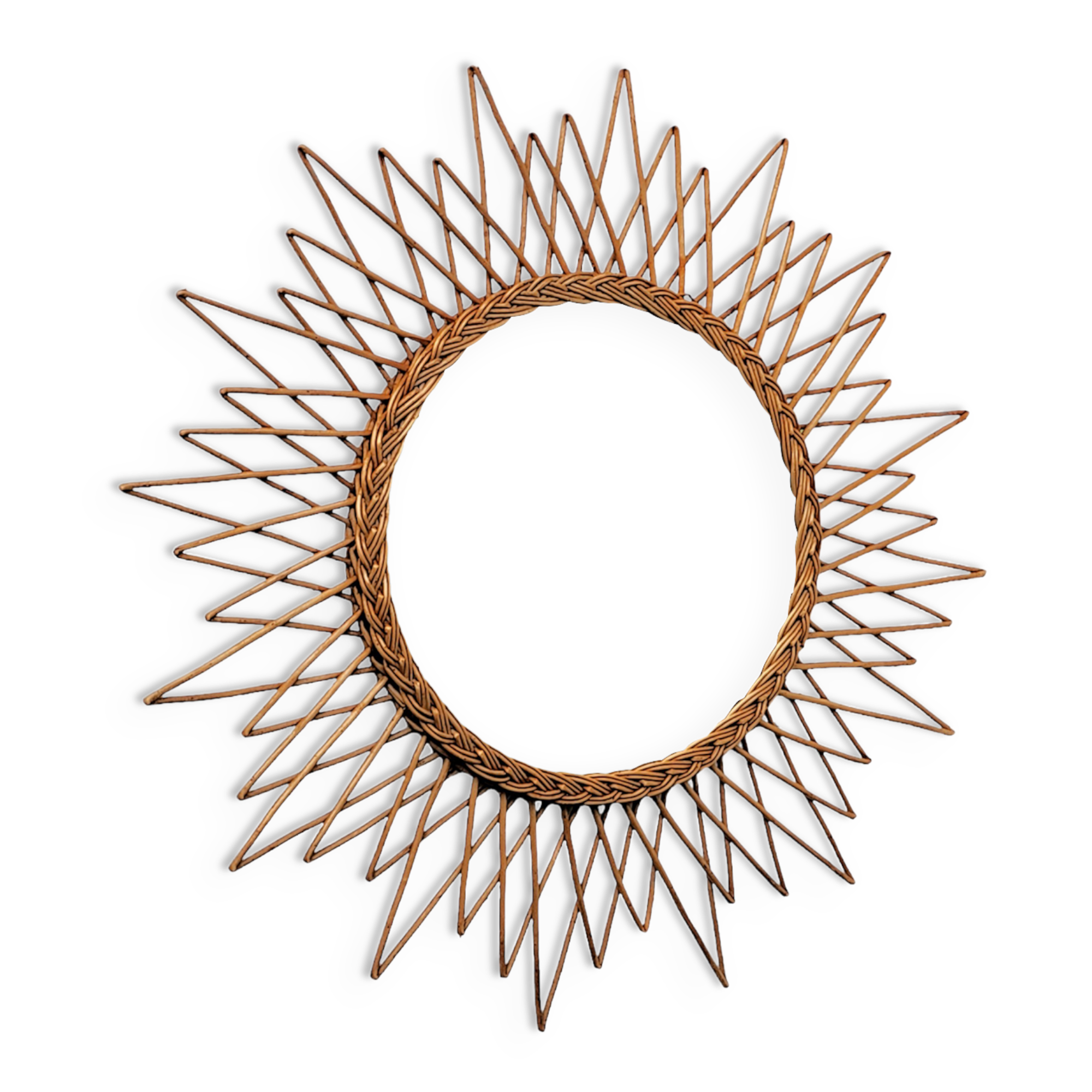 Vintage rattan sun mirror 65 cm