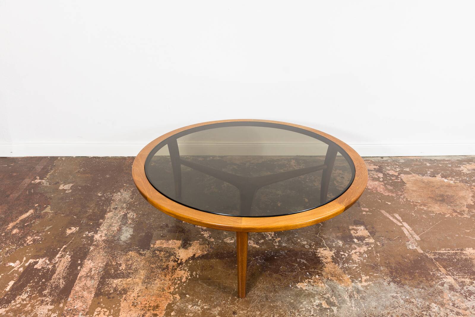 Scandinavian Teak Round with Glass Top Coffee Table 1960's.