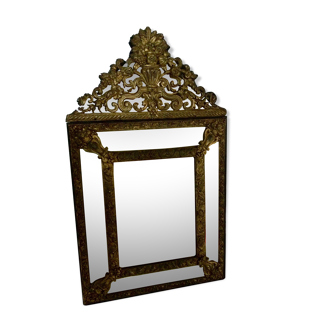 Parclose mirror in brass repulsed 19th - 65x39cm
