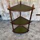 Étagère Meuble D’Angle Ancien Bois + Tablette Verte Vintage