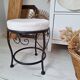 Black iron stool / pouffe with terry fabric cushion