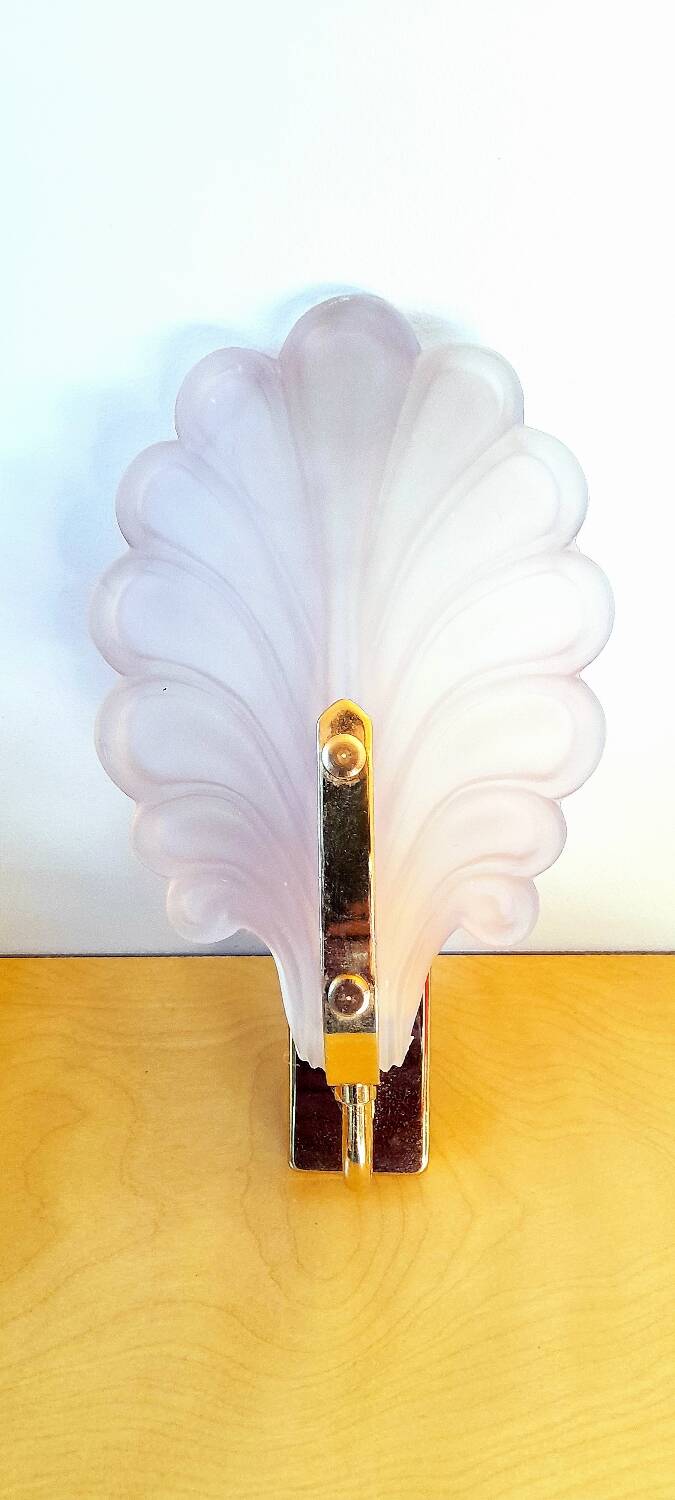 Frosted glass leaf wall light, 1980.