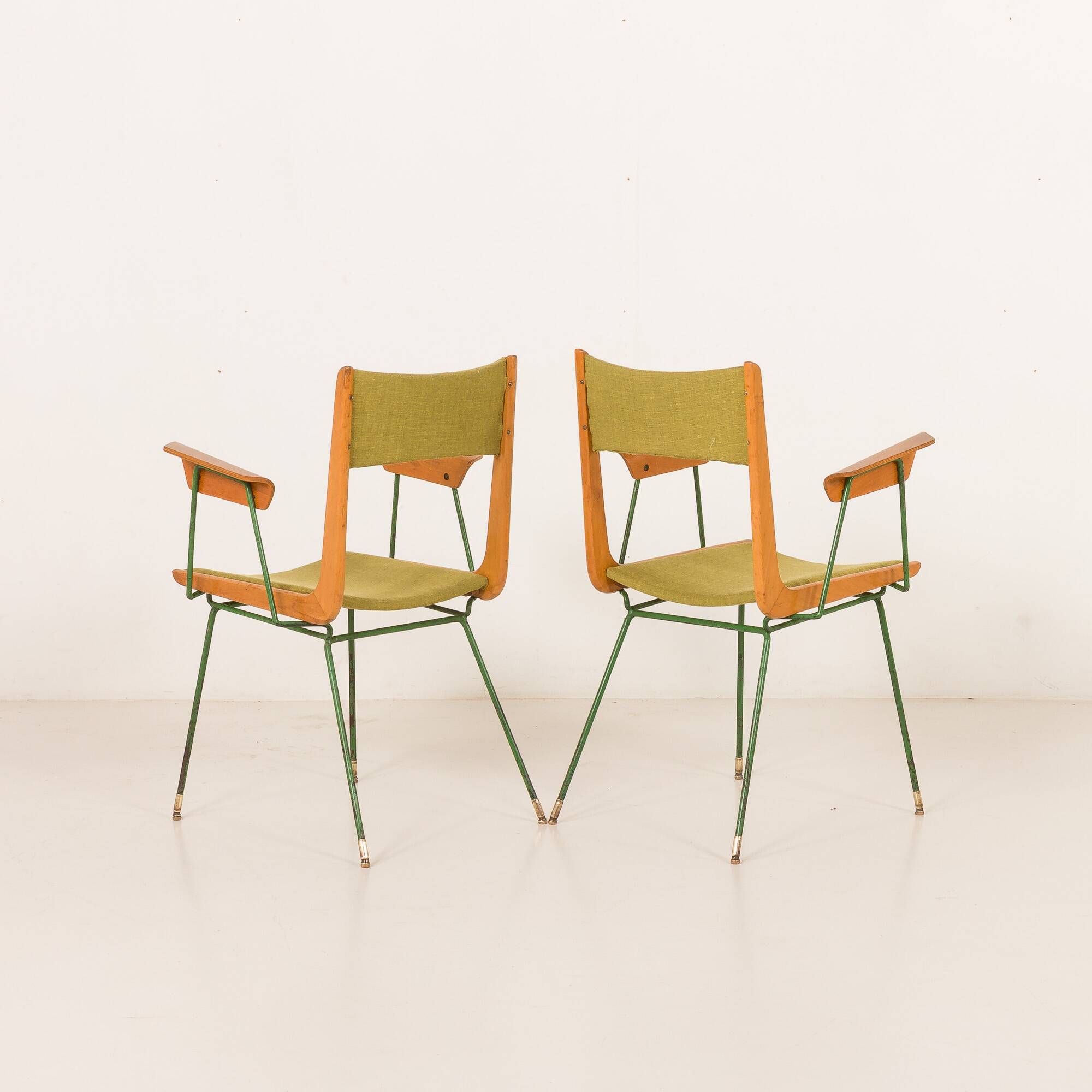 Boomerang chair attr. to Carlo De Carli, set of 2, Italy 1950s