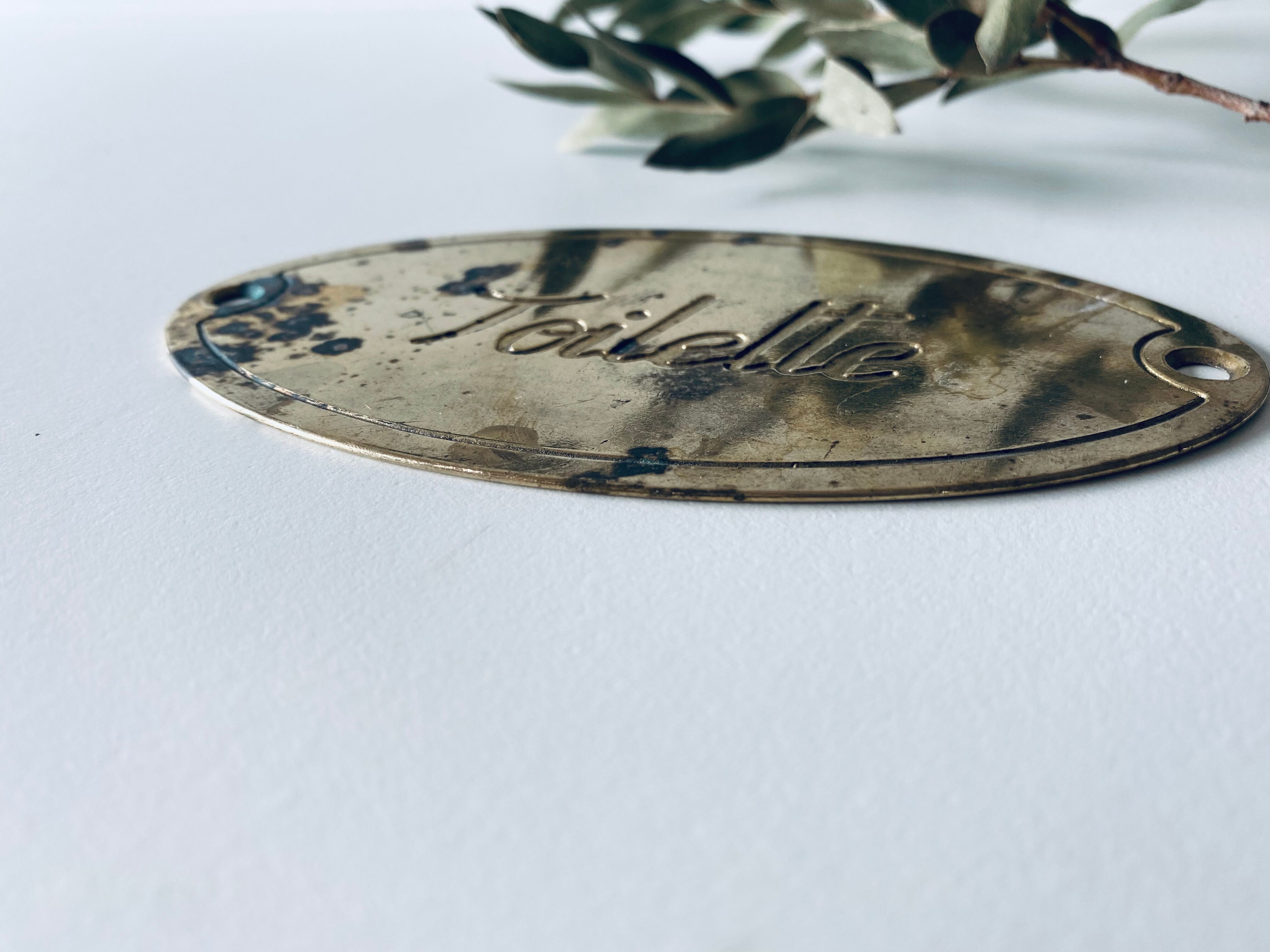 Brass plate inscription "toilet"