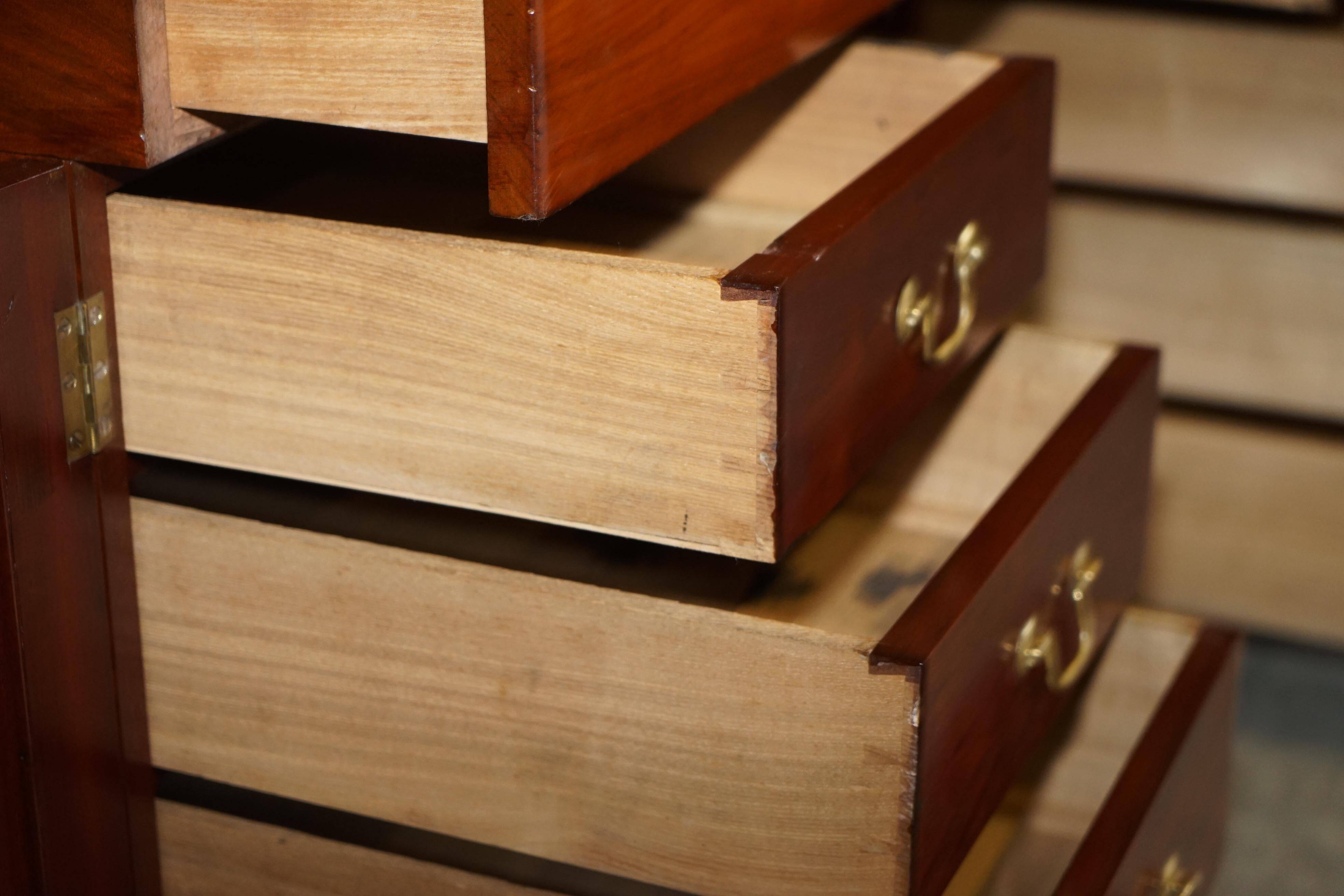Antique Hardwood Desk with Leather Top and Slanted Drawer