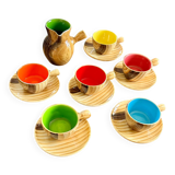 Vallauris coffee set – wood effect & colorful interiors
