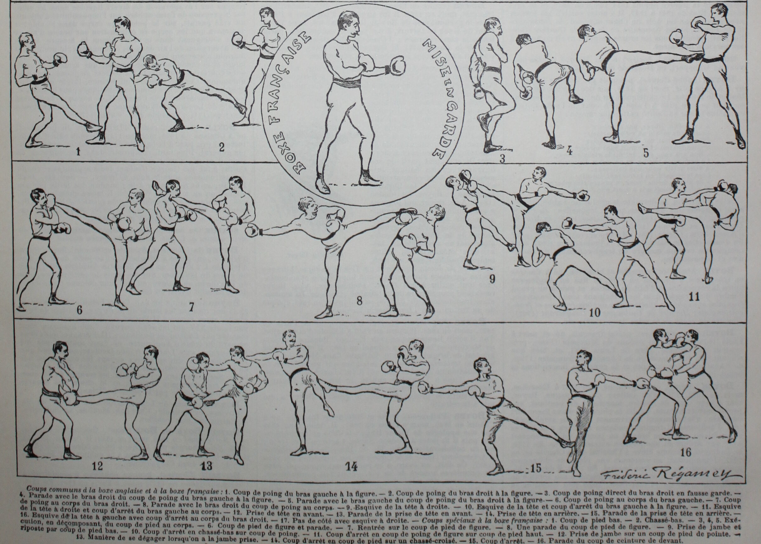 Engraving • Boxing, technique, combat sport • Original lithograph from 1898