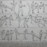 Engraving • Boxing, technique, combat sport • Original lithograph from 1898