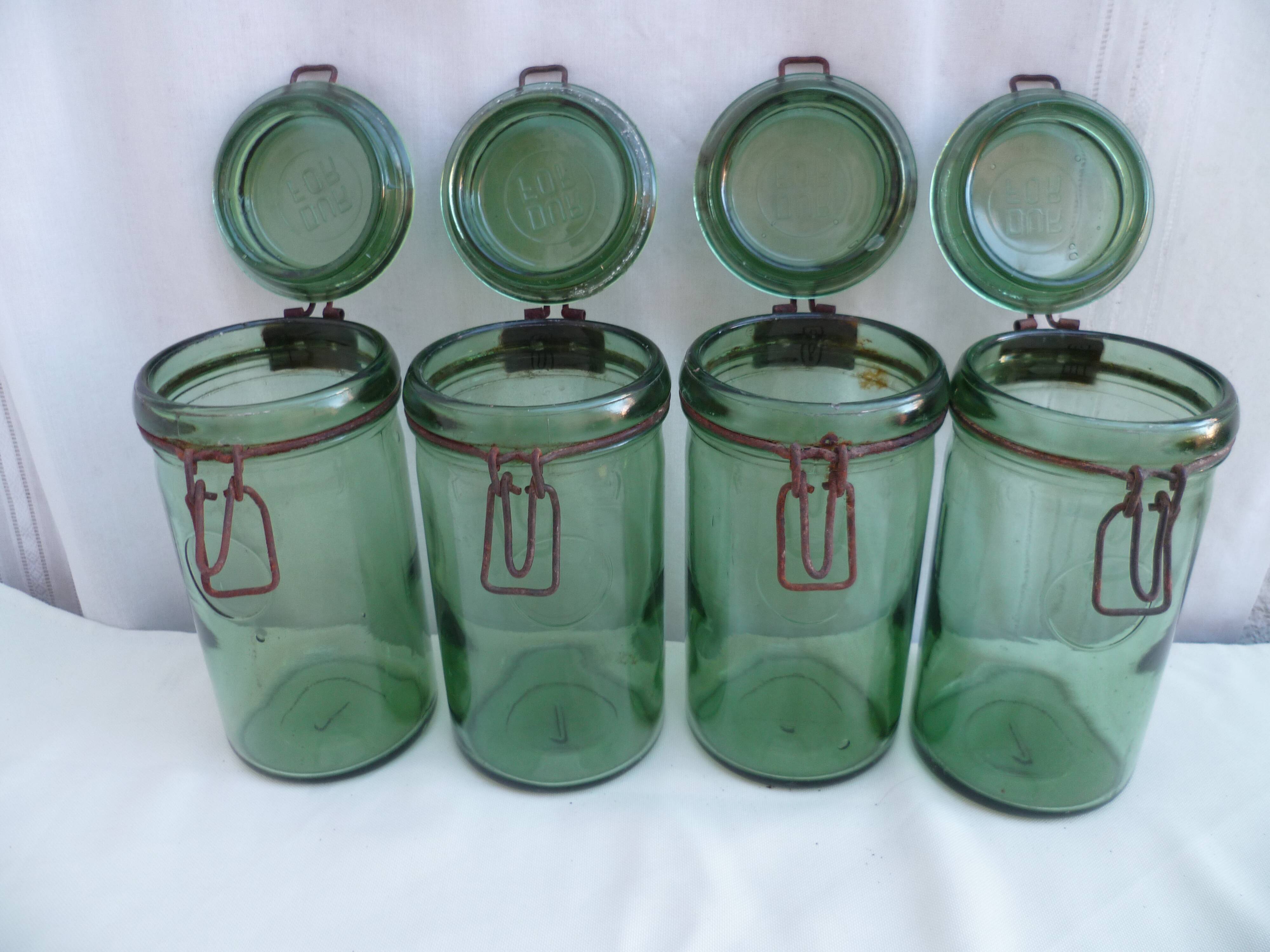 4 jars 1 liter bottle green Durfor to 1950s