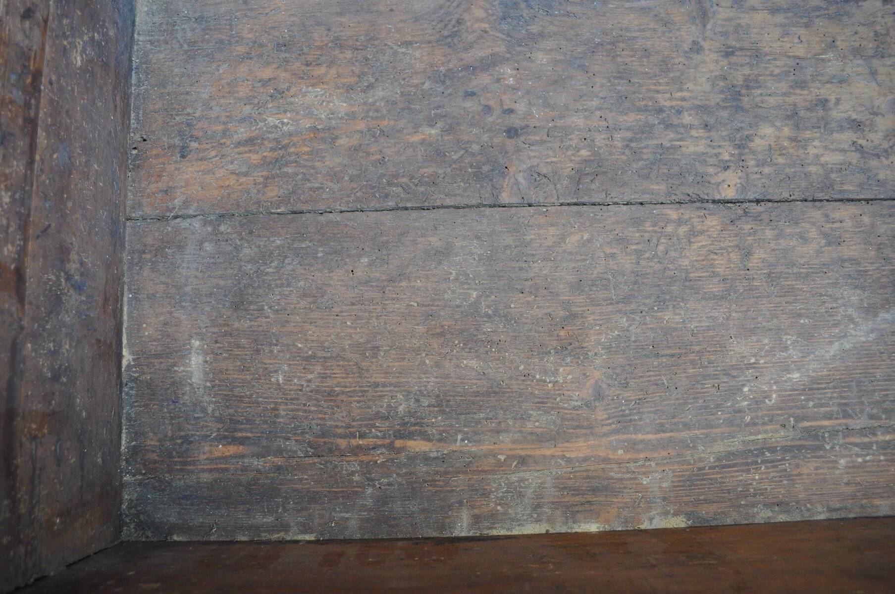 Antique wooden chest painted in multicolour with floral decoration — solid pine