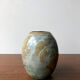 Vase émail bleu et beige