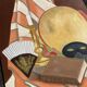 Peinture à l'huile sur panneau, nature morte au masque