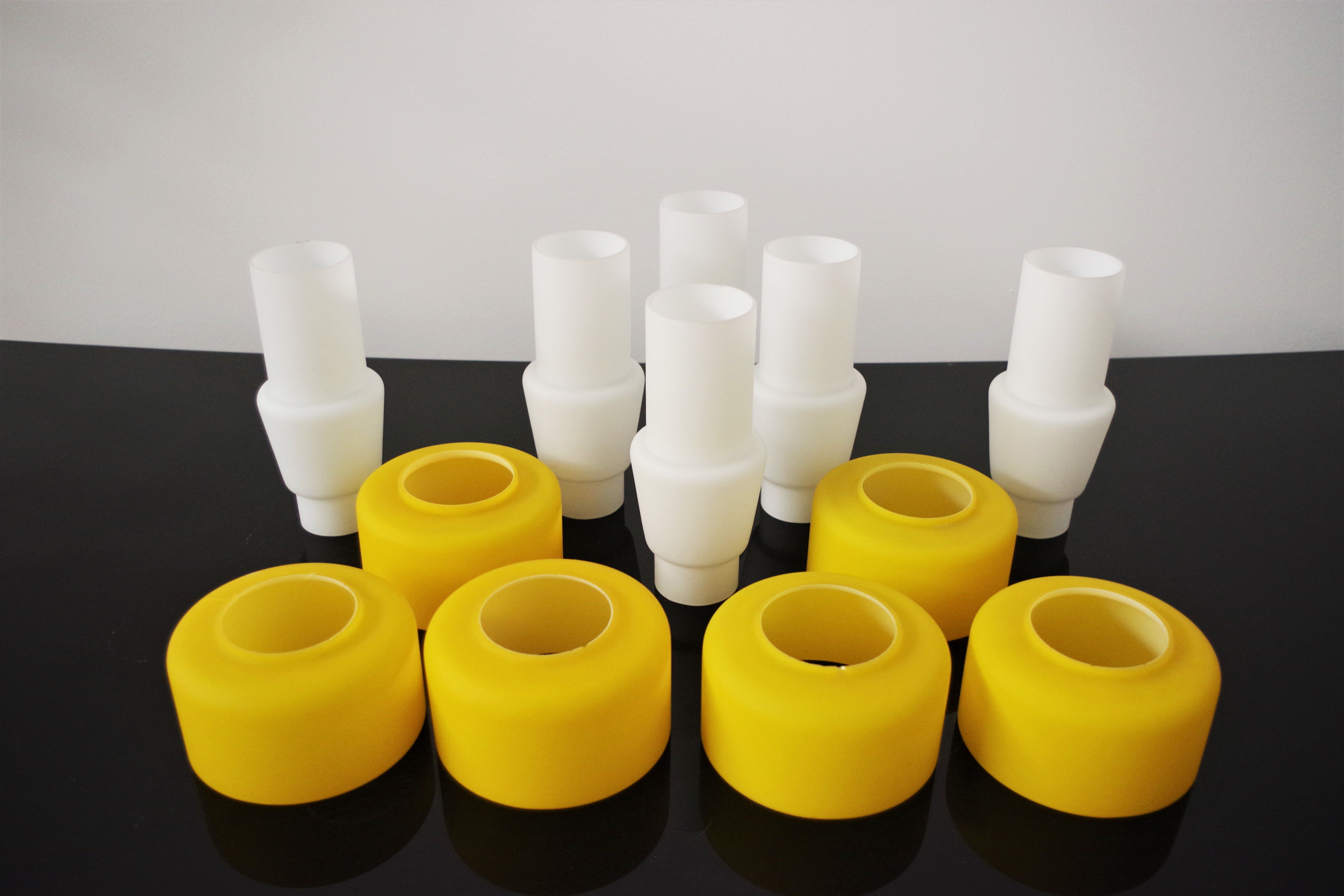 Vintage chandelier in brass and glass