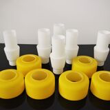 Vintage chandelier in brass and glass