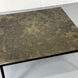 Mid Century minimalistic modernist slate and steel coffee table, 1950s