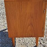 Vintage golden oak sideboard with conical legs from the 1950s