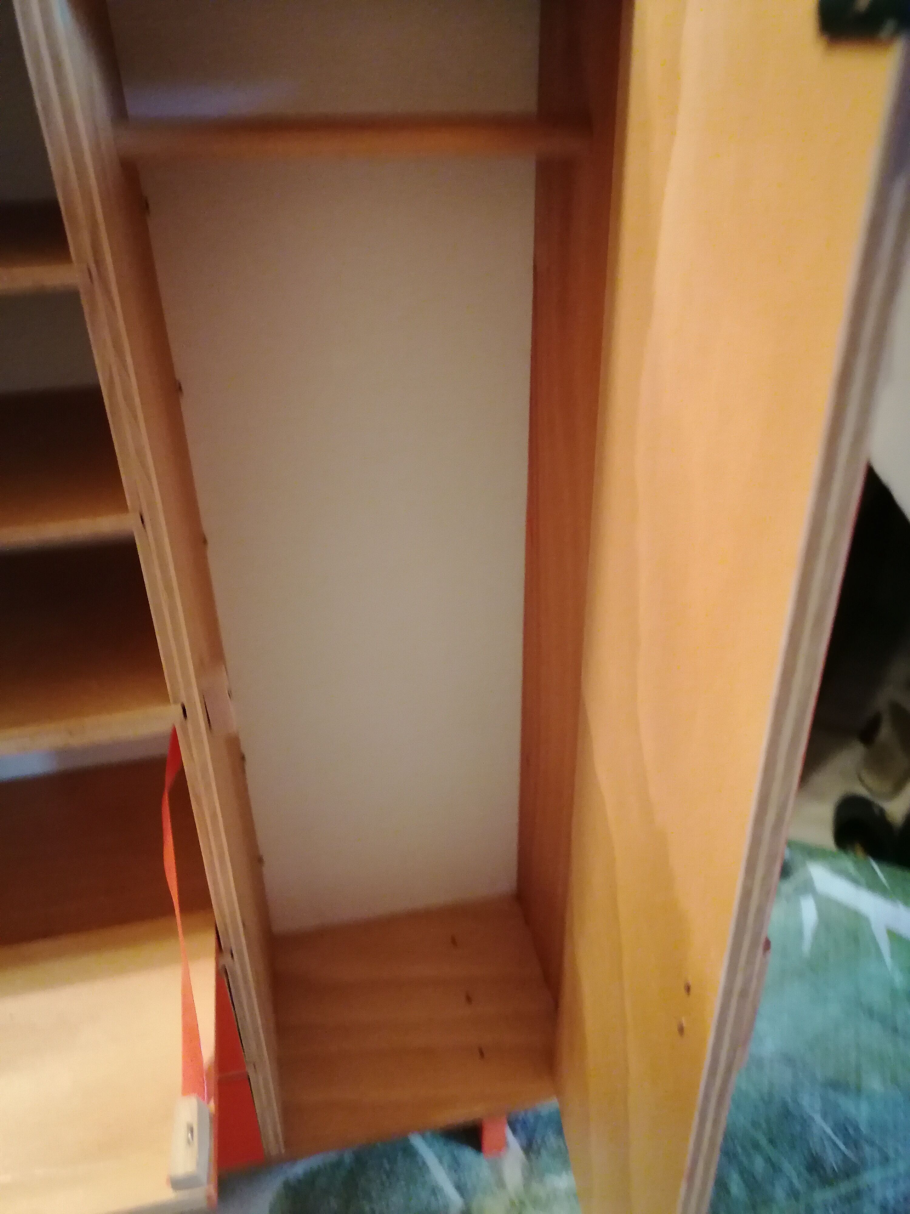 Bed bed cabinet of orange wooden dolls 1960 1970 mattress