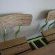 Restored two-seater school desk green and natural wood
