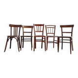 Mismatched wooden bistro chairs