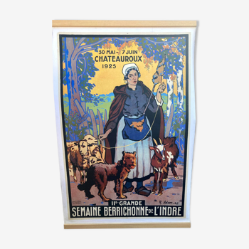 Affiche ancienne  La Grande semaine berrichonne de l'Indre Chateauroux 1925