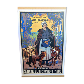 Affiche ancienne  La Grande semaine berrichonne de l'Indre Chateauroux 1925