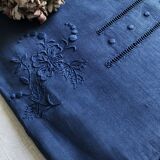 Old sheet in pure thread washed linen tinted in blue