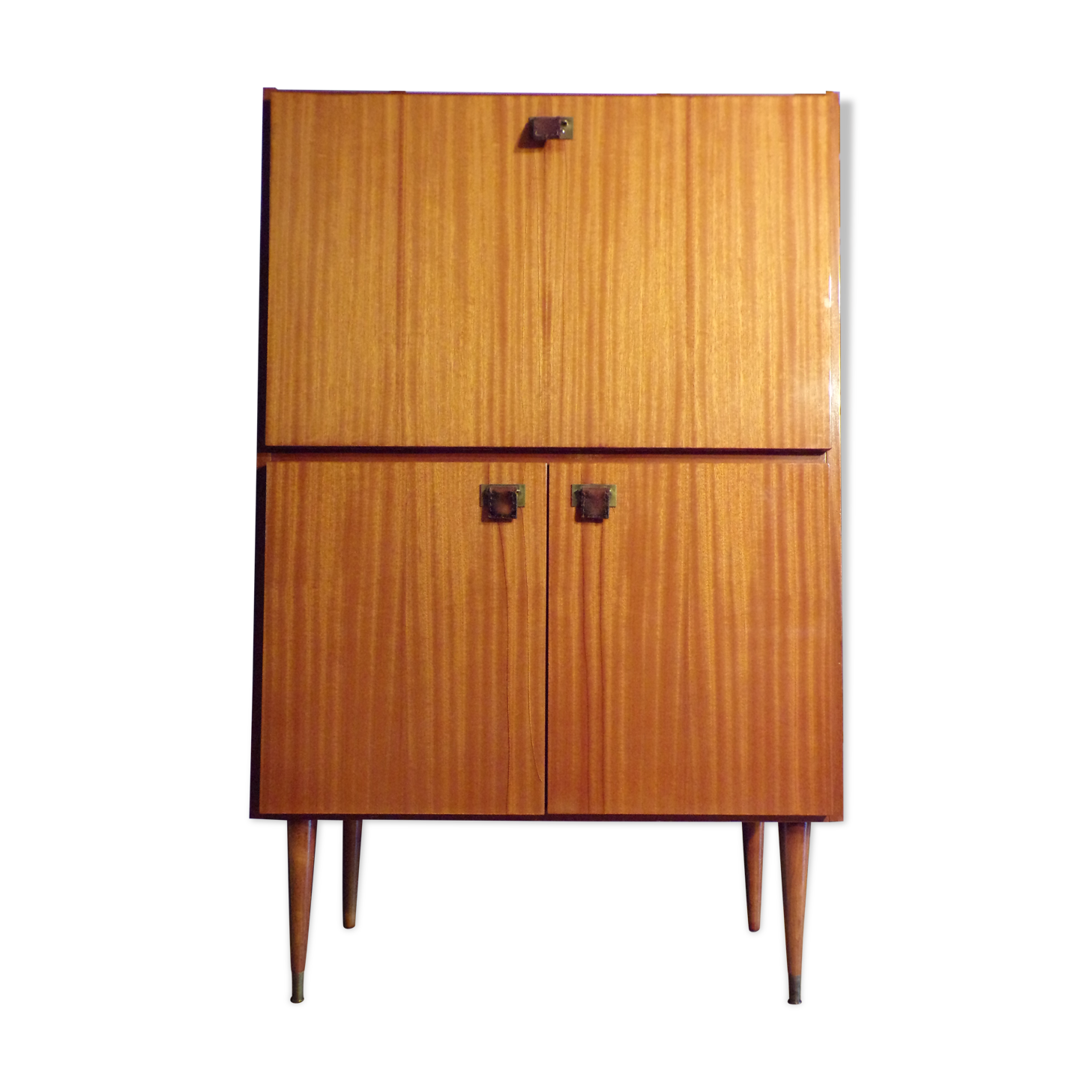 Vintage teak and leather secretary