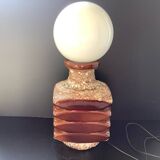 Lampe  Vintage Facette Fatlava Cari Zalloni Globe Verre Blanc 1970 Steuler