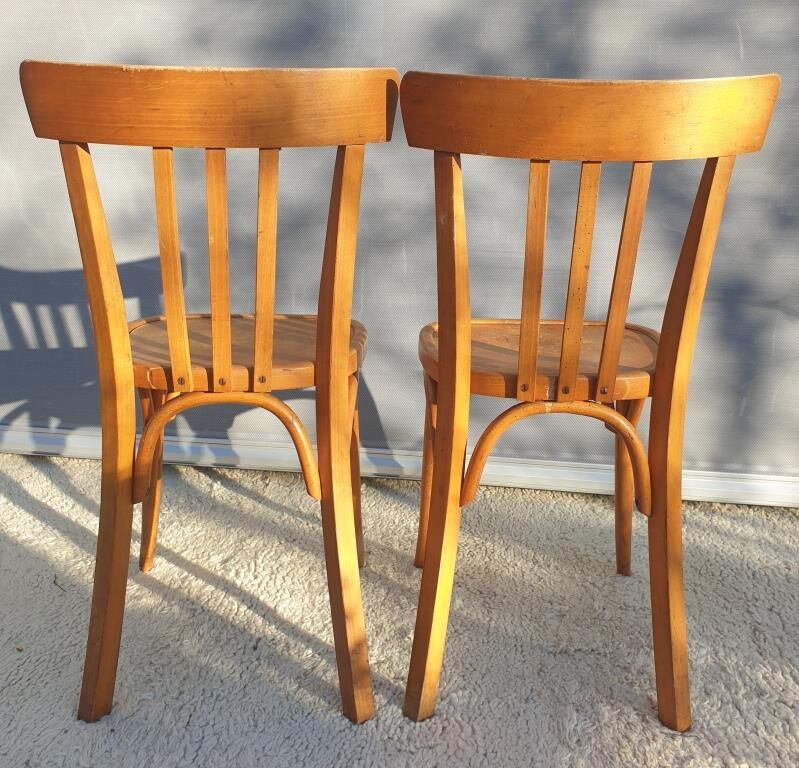 Paire chaises bistrot 1950 Mahieu Made in France