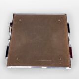 Art Deco metal and wood tray