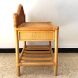 Vintage 80s rattan bedside table