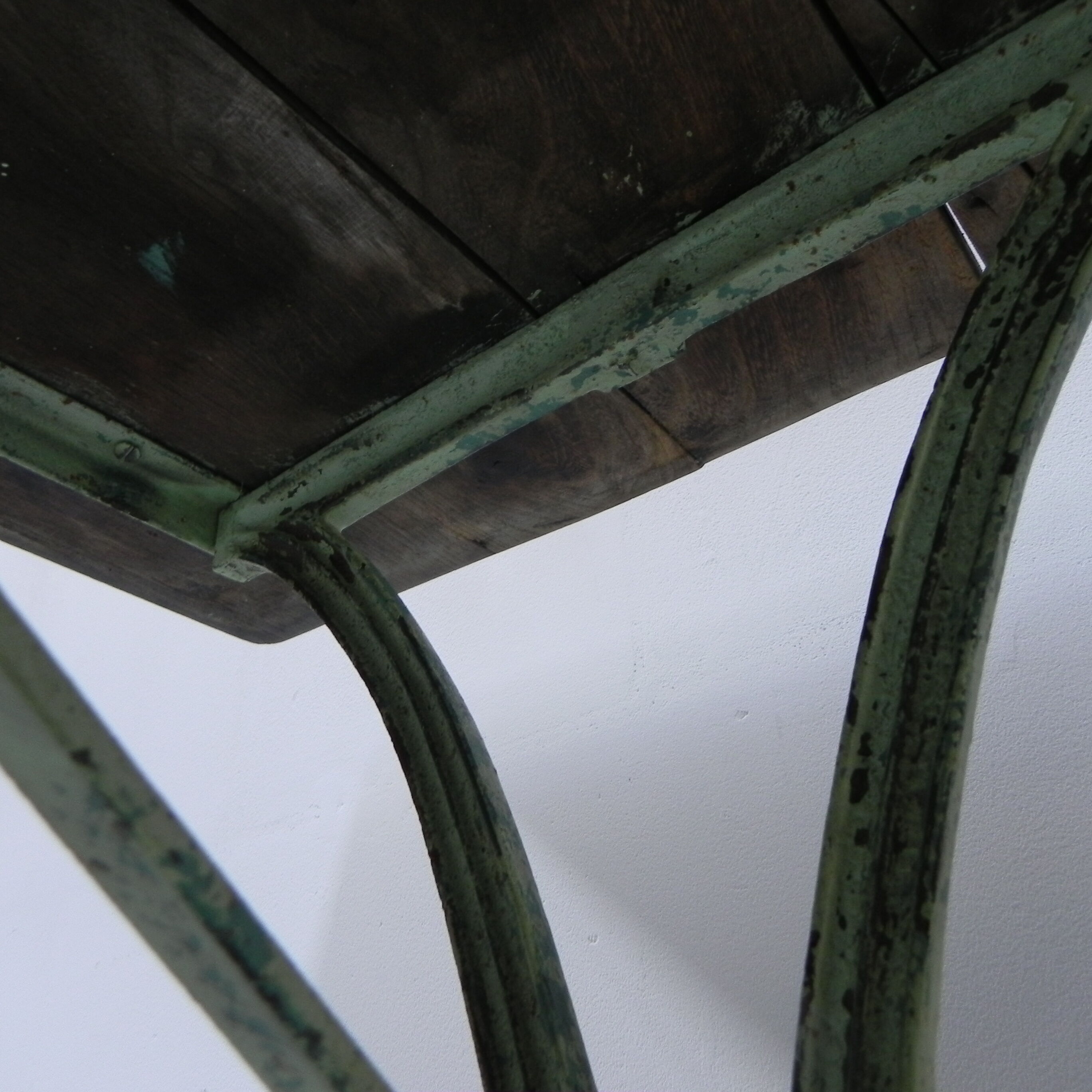 Art nouveau bistro table with cast iron frame