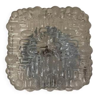 Limburg style square wall or ceiling light in old molded pressed glass