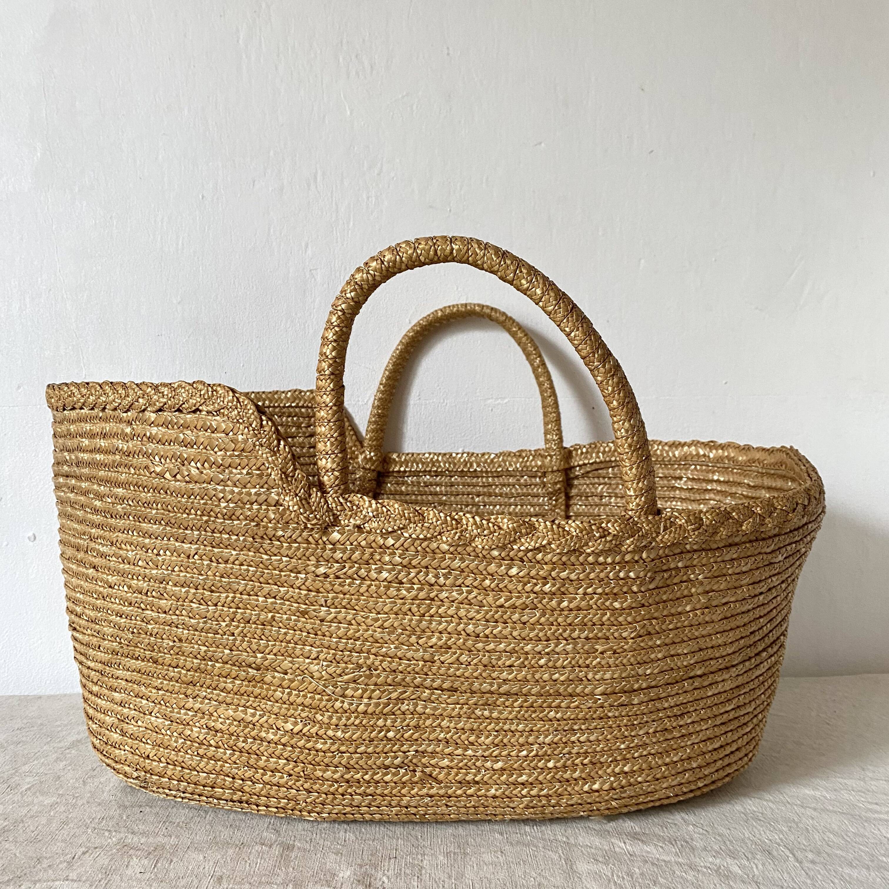 Doll's basket made of woven straw, 1970s