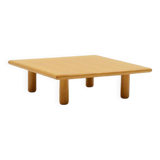 Square minimalist Ash wood coffee table, 1980s europe.