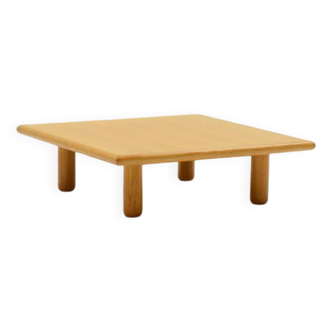 Square minimalist Ash wood coffee table, 1980s europe.