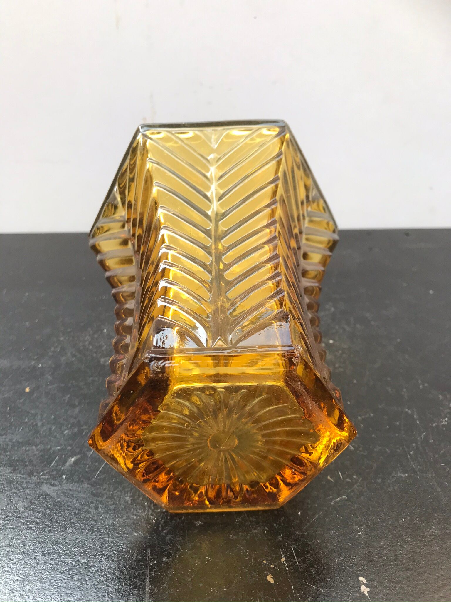 Vintage yellow glass art deco vase
