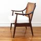 Fauteuil vintage en cannage - Restauré - Assise neuve
